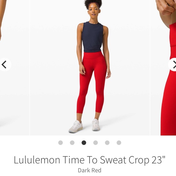 Lululemon Time To Sweat Crop 23" - Dark Red - Picture 3 of 6